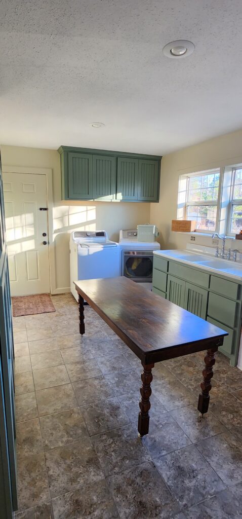 painted laundry room cabinet doors installed