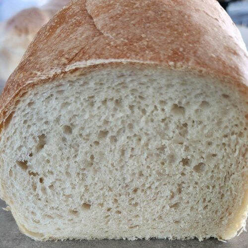 crumb view of sandwich bread loaf
