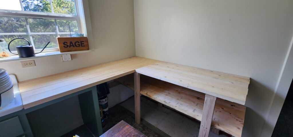 laundry room shelf and countertop