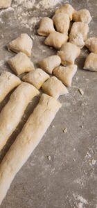 fresh gnocchi dough cut into squares