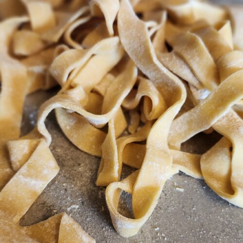 fresh made pasta ribbons