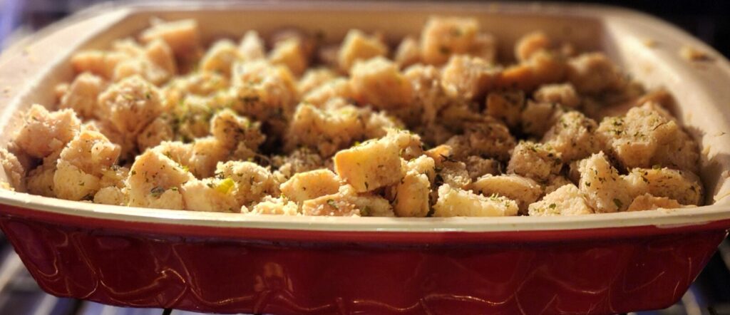 stuffing baking in oven