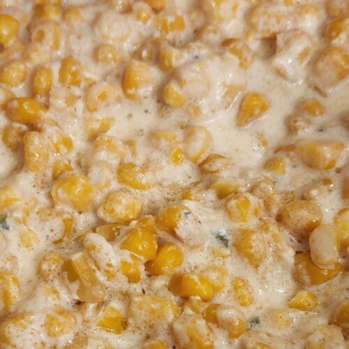 creamed corn close up