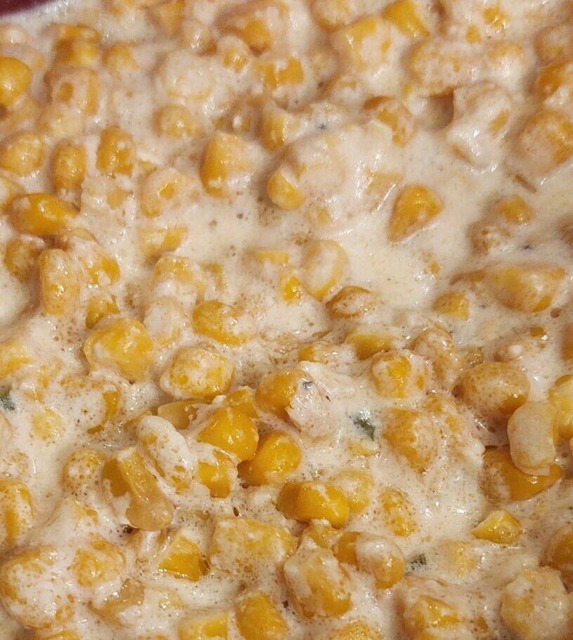 creamed corn close up
